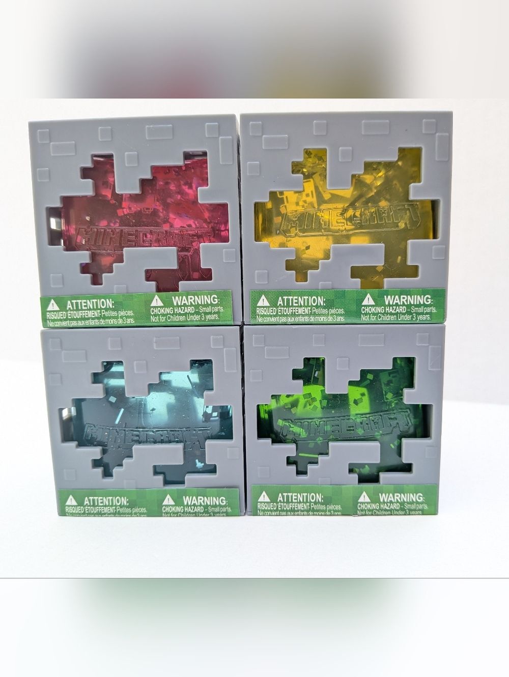 Minecraft Jelly Cubes, Squish Squeezable Stress Reliever Novelty Fidget Toy X4
